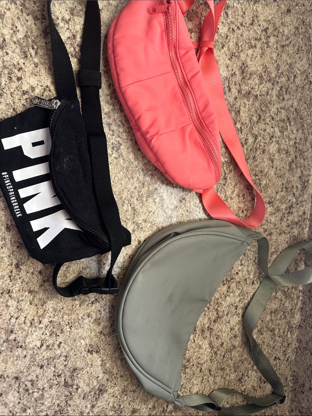 PINK Black Logo Fanny Pack + Coral and Sage Crossbody Set